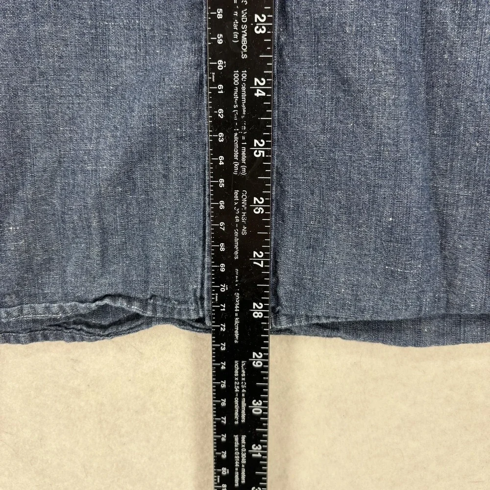 Banana Republic Shirt Mens Large Blue Chambray Short Sleeve Linen Standard Fit